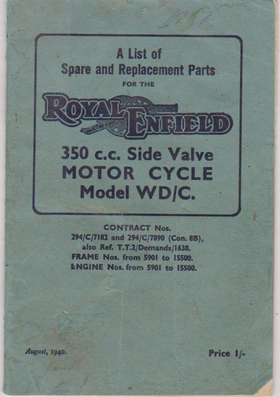 Royal Enfield 350cc Side Valve Motor Model WD/C List of Replace (image for) Royal Enfield 350cc Side Valve Motor Model WD/C List of Replace